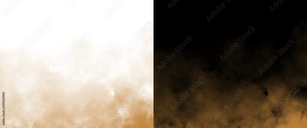 Obraz premium Atmospheric smoke and fog texture overlay, ethereal golden mist on black and white backgrounds, cinematic vapor clouds for creative compositing