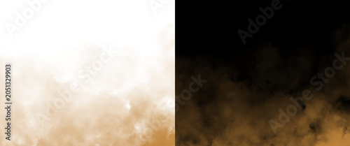 Atmospheric smoke and fog texture overlay, ethereal golden mist on black and white backgrounds, cinematic vapor clouds for creative compositing
