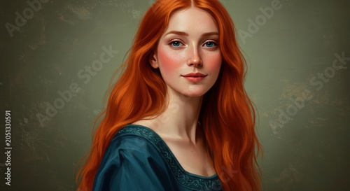 Portrait of young redhead woman.