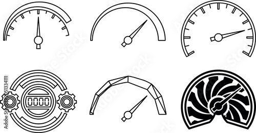 Tableau sur toile Speedometer Gauge Icon Collection with Dashboard Meters, Automotive Measurement