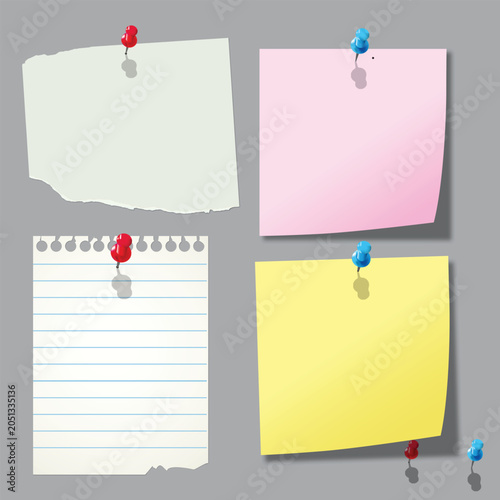 Pinned Sticky Notes Bulletin Board Collection Vector
