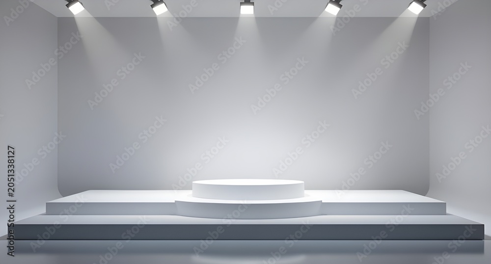 Fototapeta premium empty stage with white curtains