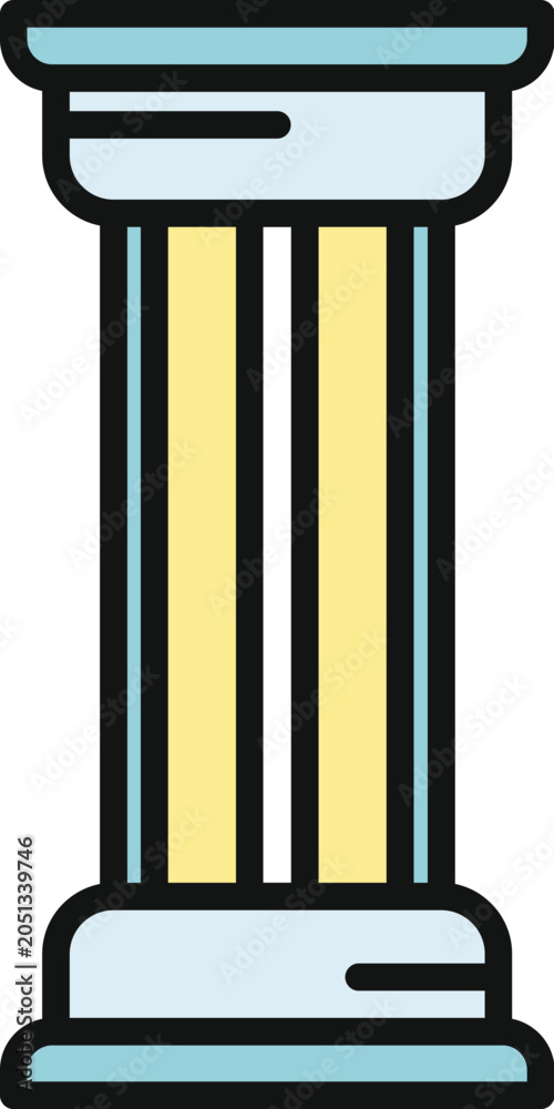 Fototapeta premium Fluted column icon depicting ancient greek and roman architectural support and heritage