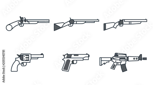 Cuadro en lienzo Diverse Firearms Collection: Antique Pistol, Shotgun, Rifle, Revolver, Handgun,