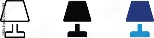 Collection of three desk lamp icons representing different styles and colors for graphic design