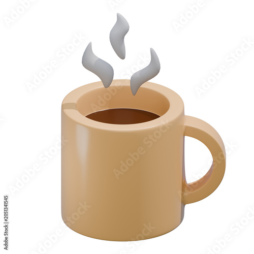 3D Rendered Hot Coffee Mug with Steam