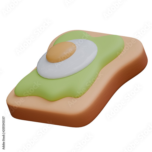 Avocado Toast with Fried Egg 3D Icon