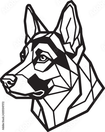 Geometric Canine Portrait Vector Illustration Modern Polygon Dog Head Artwork Abstract Pet Line Design
