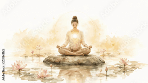 Canvastavla Deep Calm Sacred Stillness isolated watercolor vector illustration svg