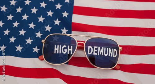 Tableau sur toile Sunglasses with High Demand Text.