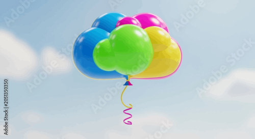 Bild auf Leinwand Colorful balloons tied together floating.