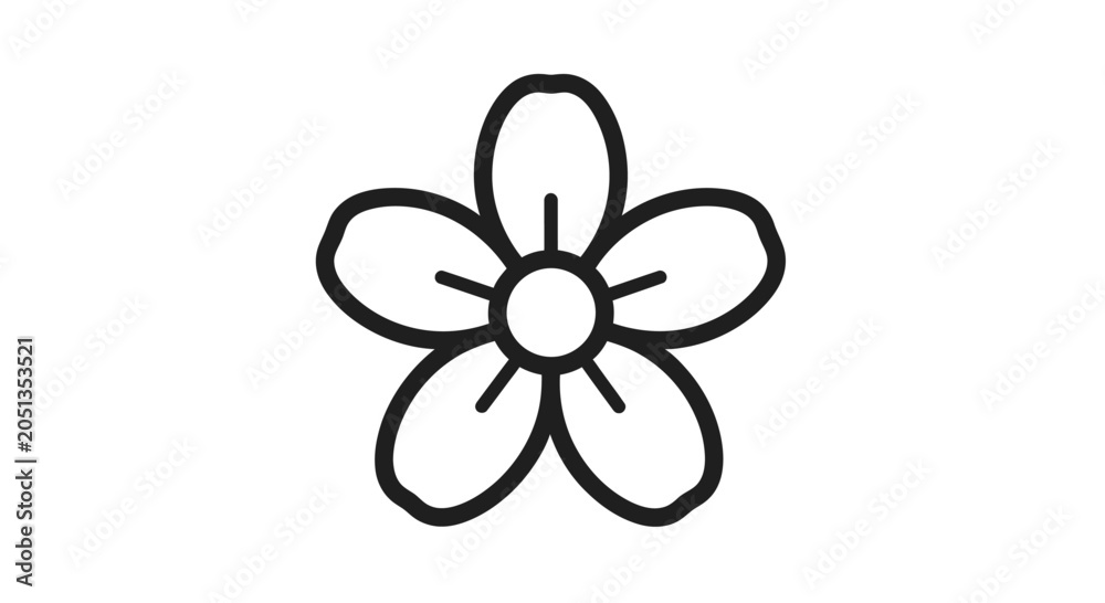 Fotografia Simple Black Line Flower Drawing.