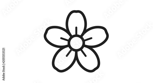 Obraz na płótnie Simple Black Line Flower Drawing.