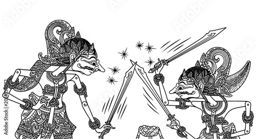 Foto Warriors engage in fierce sword battle.
