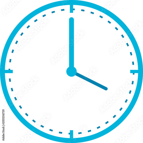 Foto Minimalist blue wall clock face icon showing exactly four afternoon hours on whi