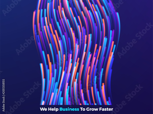 Energy flow is directed upward. Business concept of growth and development. Creative particle dynamics. Vector for brochure, poster, cover, card, presentation, flyer or banner.