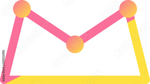 Foto Abstract pink and orange gradient geometric tech crown logo with circular nodes