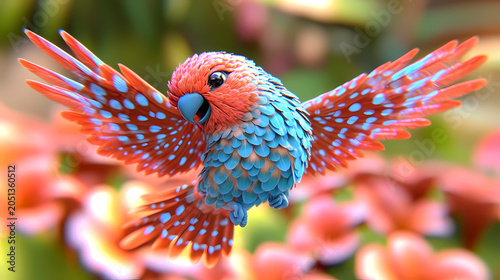 Adorable Flying Parrot in Vibrant Colors