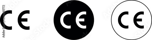 Fotografija Ce marking symbols in black and white, set of three variations