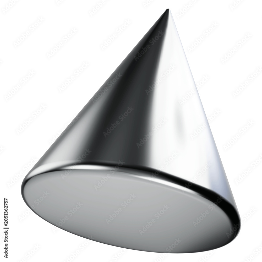 Fototapeta premium Chrome Abstract Shape 3d Render icon, Isolated Metal shape, Futuristic modern minimalist Y2K aesthetic, Transparent background, 3d illustration