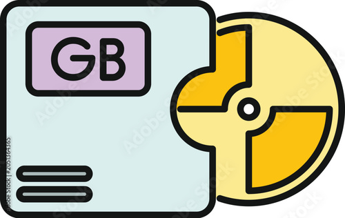 Obraz na płótnie Computer disk storage icon illustrating data capacity in gigabytes