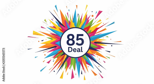 Vászonkép Explosion of Colors and 85 Deal Text for Sales and Discounts