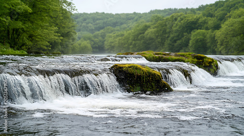Serene Waterfall Cascade in a Lush Forest