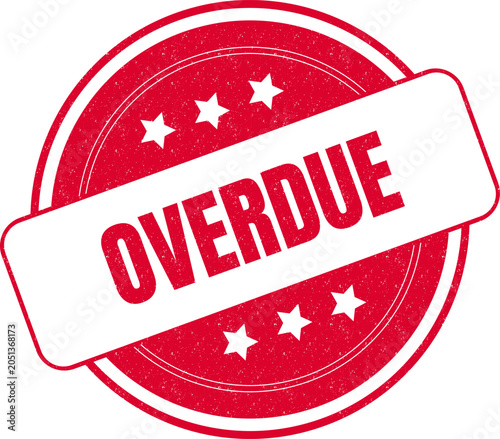 Bilde på lerret Red round textured stamp with the word overdue displayed in the center with six