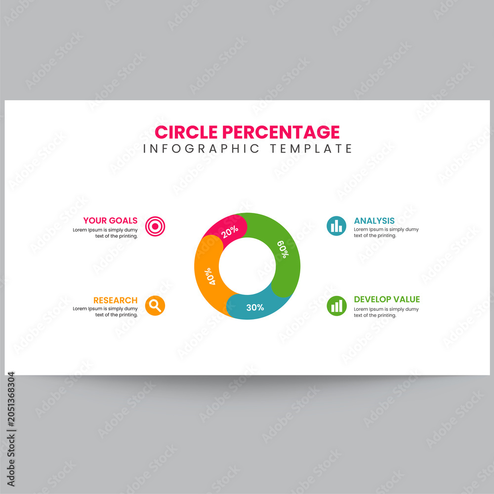 Fototapeta premium Business Analytics Infographic Template with Percentage Indicators