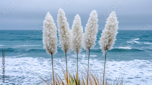 Coastal Pampas Grass in the Mist