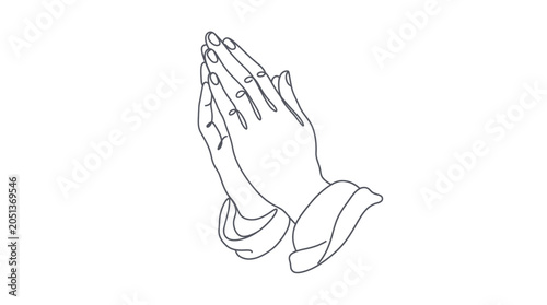Fotografía Minimalist Line Art Praying Hands Icon