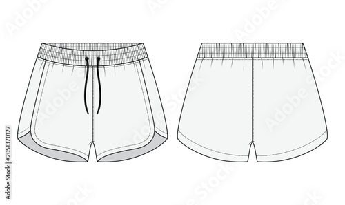 Foto Women shorts technical flat sketch fashion vector illustration