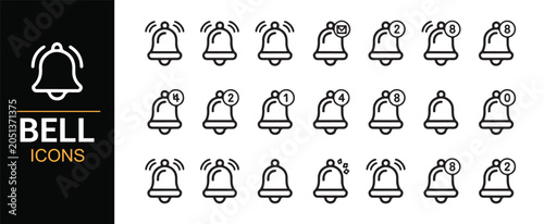 Mobile App Alert Bell Icons for Interface Design