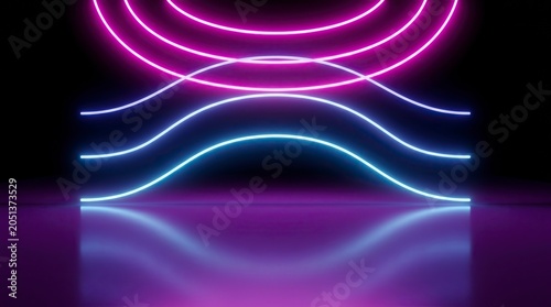 Abstract Light Trails Motion Blur in Dark Vibrant Neon Colors