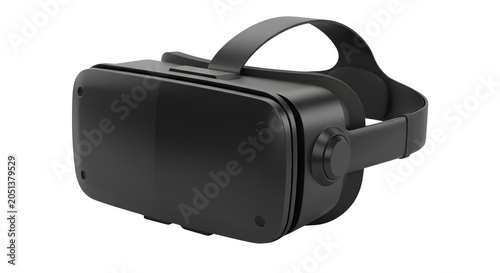 Black Virtual Reality Headset 3D Render on White Background