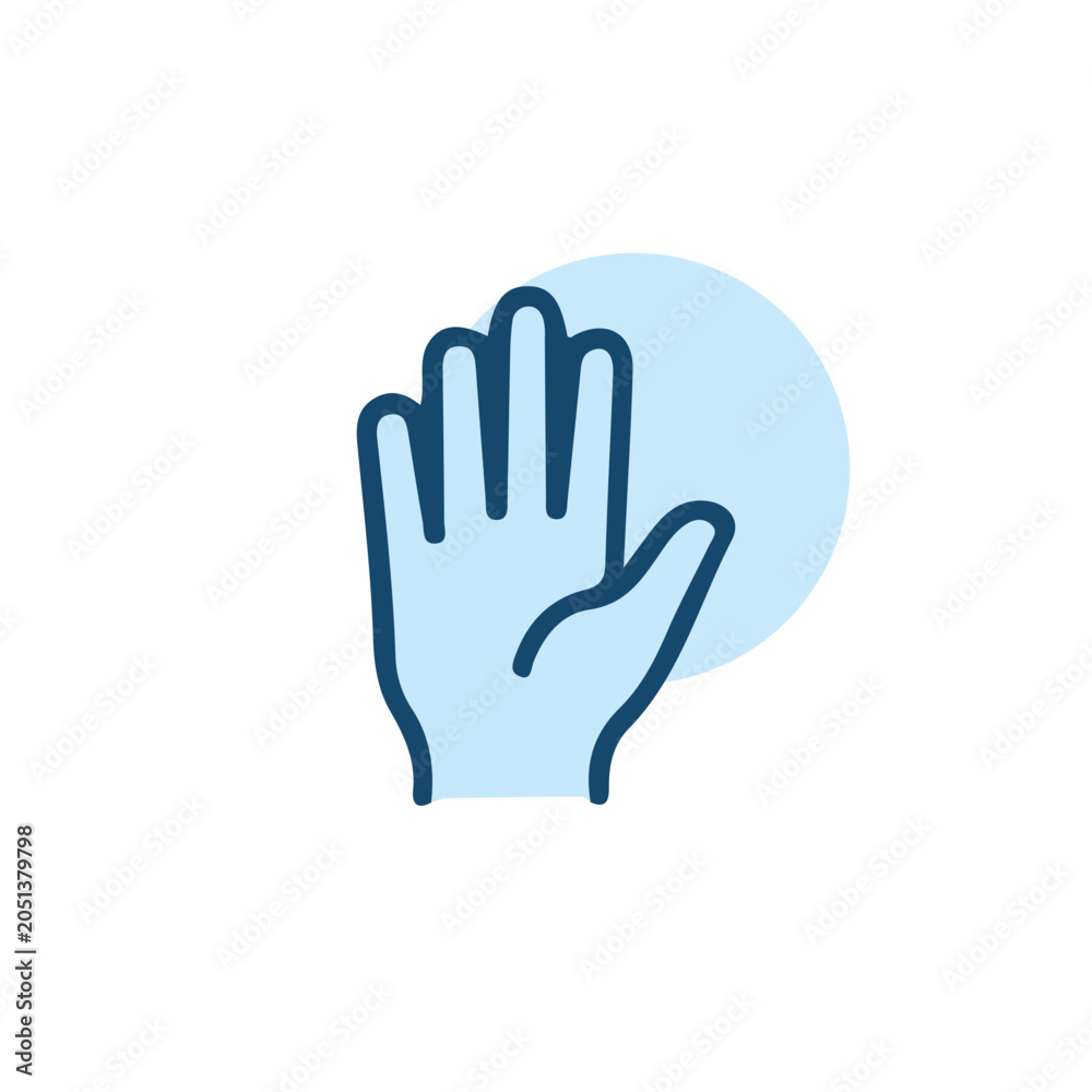 Fototapeta premium Minimalist Blue Hand Icon for Touch or Stop Gesture