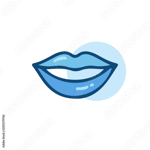 Blue Lips Vector Illustration Minimalist Beauty Icon