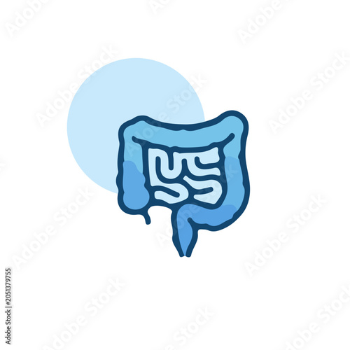 Blue Human Intestines and Digestive System Vector Icon