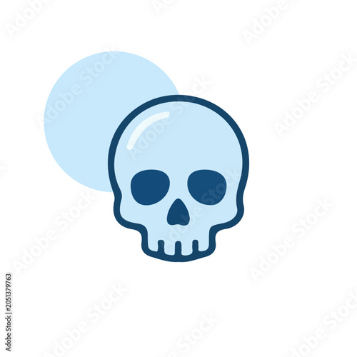 Minimalist Blue Human Skull Icon Illustration