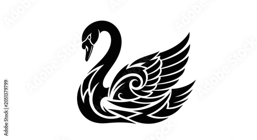 Foto Black Swan Bird Icon Graphic Design.