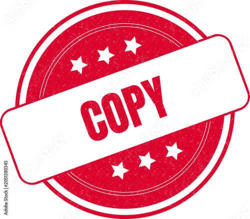 Fotografie Red vintage style ink rubber stamp design with copy text and stars on white surf
