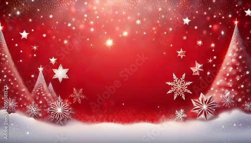 Abstract Christmas Red Christmas Background With Snowflake Snow And Star
