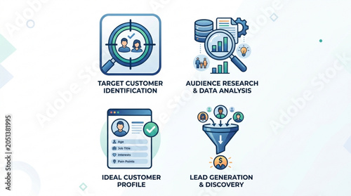 Target customer identification audience research and data analysis for lead generation