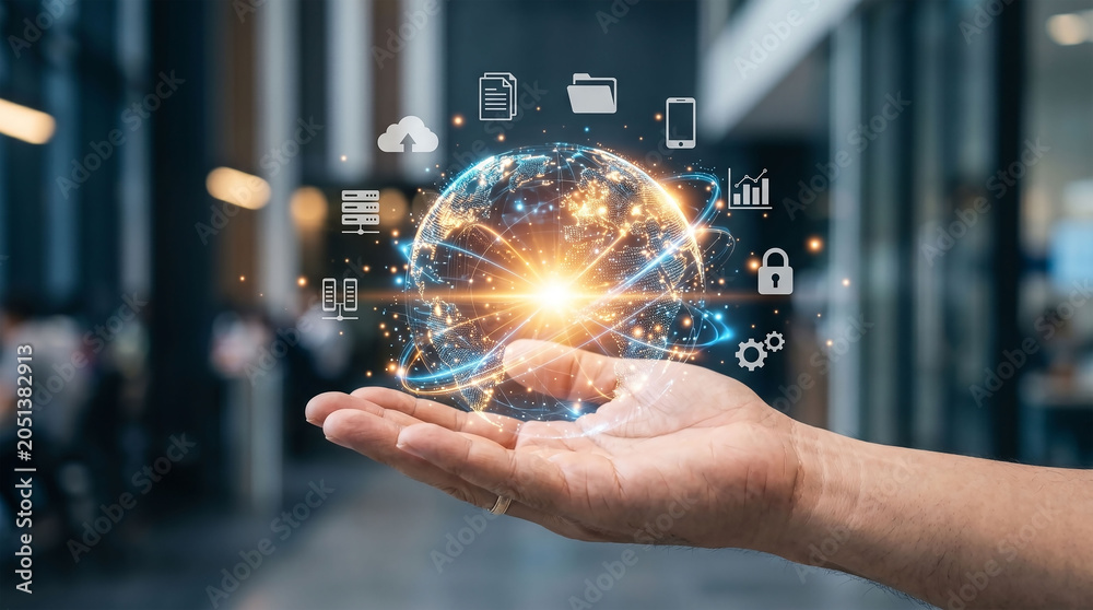 Fototapeta premium Global data exchange and digital connectivity concept