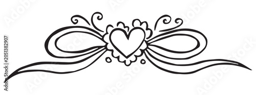 Obraz na płótnie Ribbon bow. Doodle illustration, vintage style