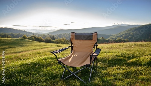 outdoor camping chair mockup on grass with editable fabric
