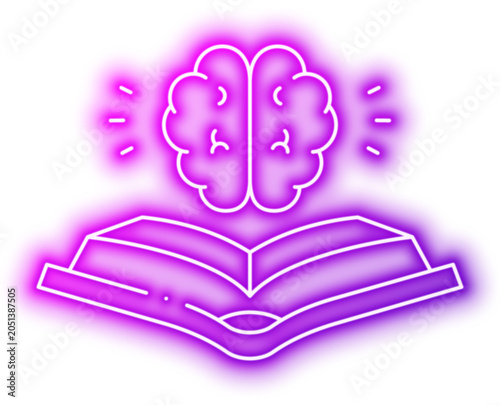 Konstfotografi Brain learning concept with open book and neural connections illustration