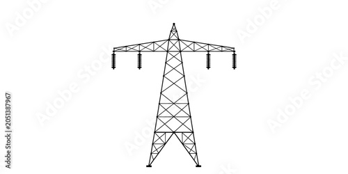 Bild auf Leinwand Black line drawing of a metal electric power transmission pylon tower