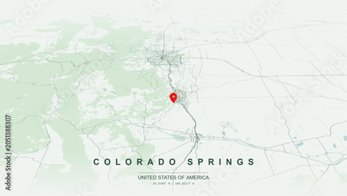 Foto Minimalist vector map of Colorado Springs, Colorado, USA
