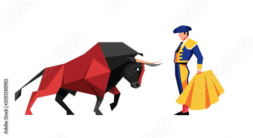 Man in traditional costume with bull.